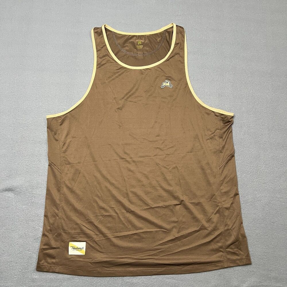 Tracksmith Twilight Tank Top Men's Medium Brown Round Neck Running Performance